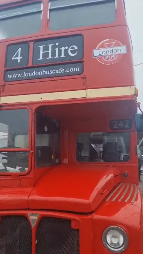 The front of the bus with the 4 Hire blind